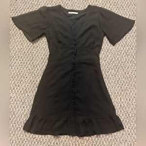 Abercrombie & Fitch Black Button-Front Midi Dress